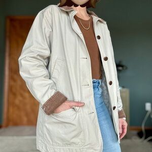 L.L. Bean Cream and Brown Field Jacket with Corduroy Accents